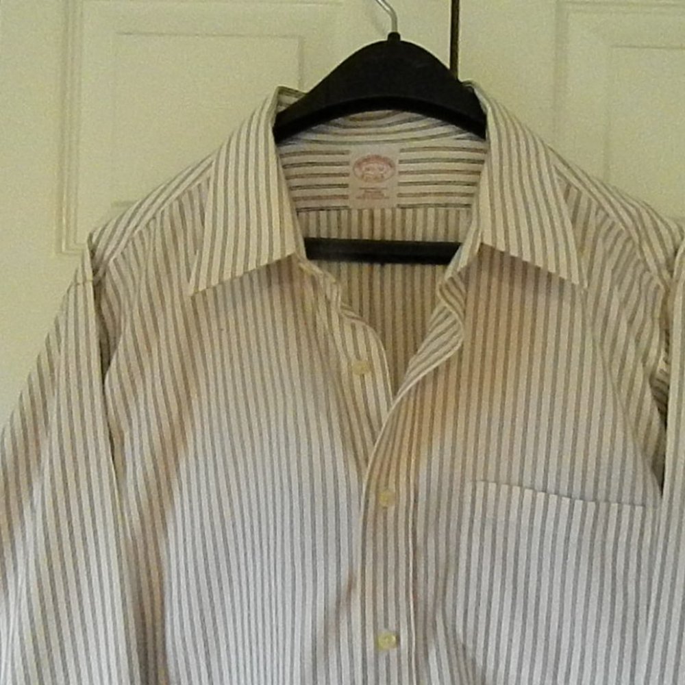 Brooks Bros Dress Shirt, red/grey double stripe